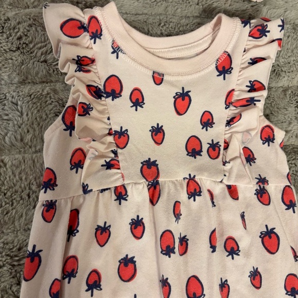 Cat & Jack 12 Months Strawberry Ruffle Romper & Headband, Jumpsuit Summer - Picture 2 of 8